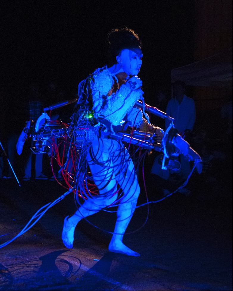 Fig. 11: Doo-Sung Yoo, Vishtauroborg Version 3.1, 2012, robotic devices and cow tongues, (photograph ©2012 Cameron Sharp)