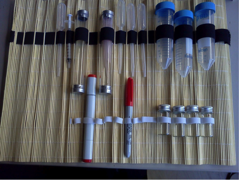 Figure 6: Sushi bamboo mat repurposed as test tubes holder