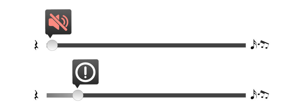 Fig. 5: User audio preferences: moving the SmartVolume changes the audio density of the interface.