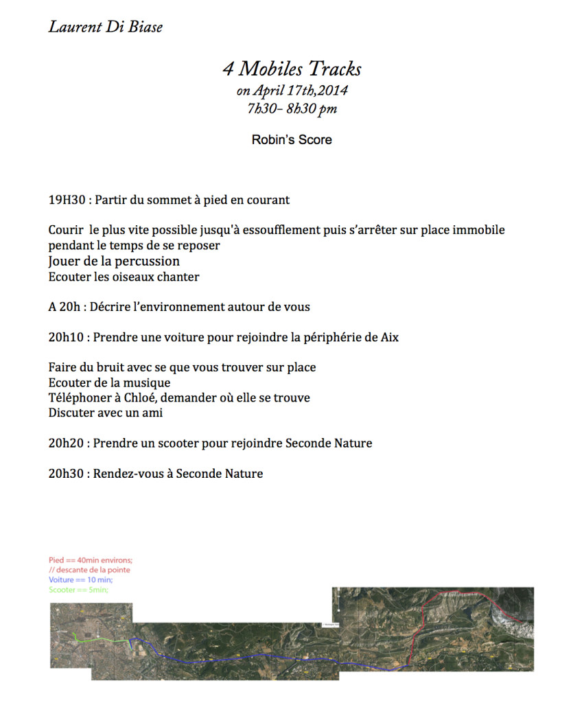 Fig. 1: Four Mobile Tracks. One of the scores.