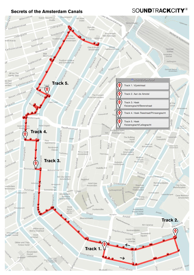 Fig. 14: Justin Bennett, Fred Feddes and Renate Zentschig, Secrets of the Amsterdam Canals, Soundtrackcity, Amsterdam, 2013. The map.