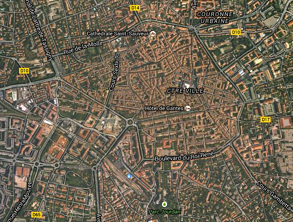 Fig. 2: Aix-en-Provence city centre. Satellite view.