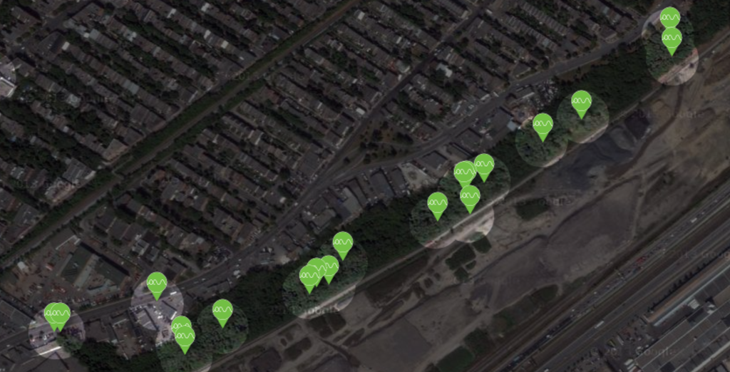 Fig. 2 Soundmap of the Falaise St. Jacques - 2013 by David Madden http://audio-mobile.org/#15/45.4641/-73.6155