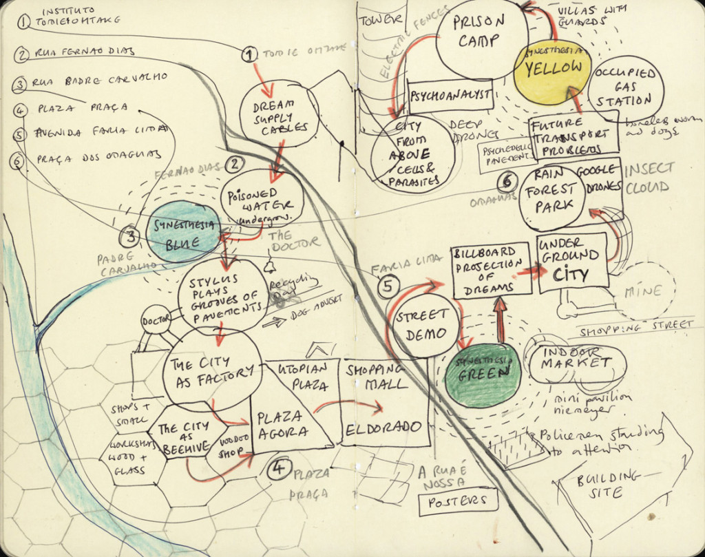 Fig. 15: Justin Bennett, Sketch for Dream Map, audio walk for IV Mostra 3M de Arte Digital, Sao Paolo 2013.