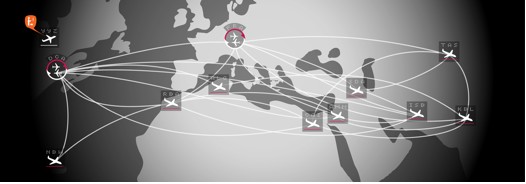 FIGURE 9: TOUCHING ALL ICONS TRIGGERS A FULL BUT EPHEMERAL VISUALISATION OF THE RENDITION FLIGHT NETWORK